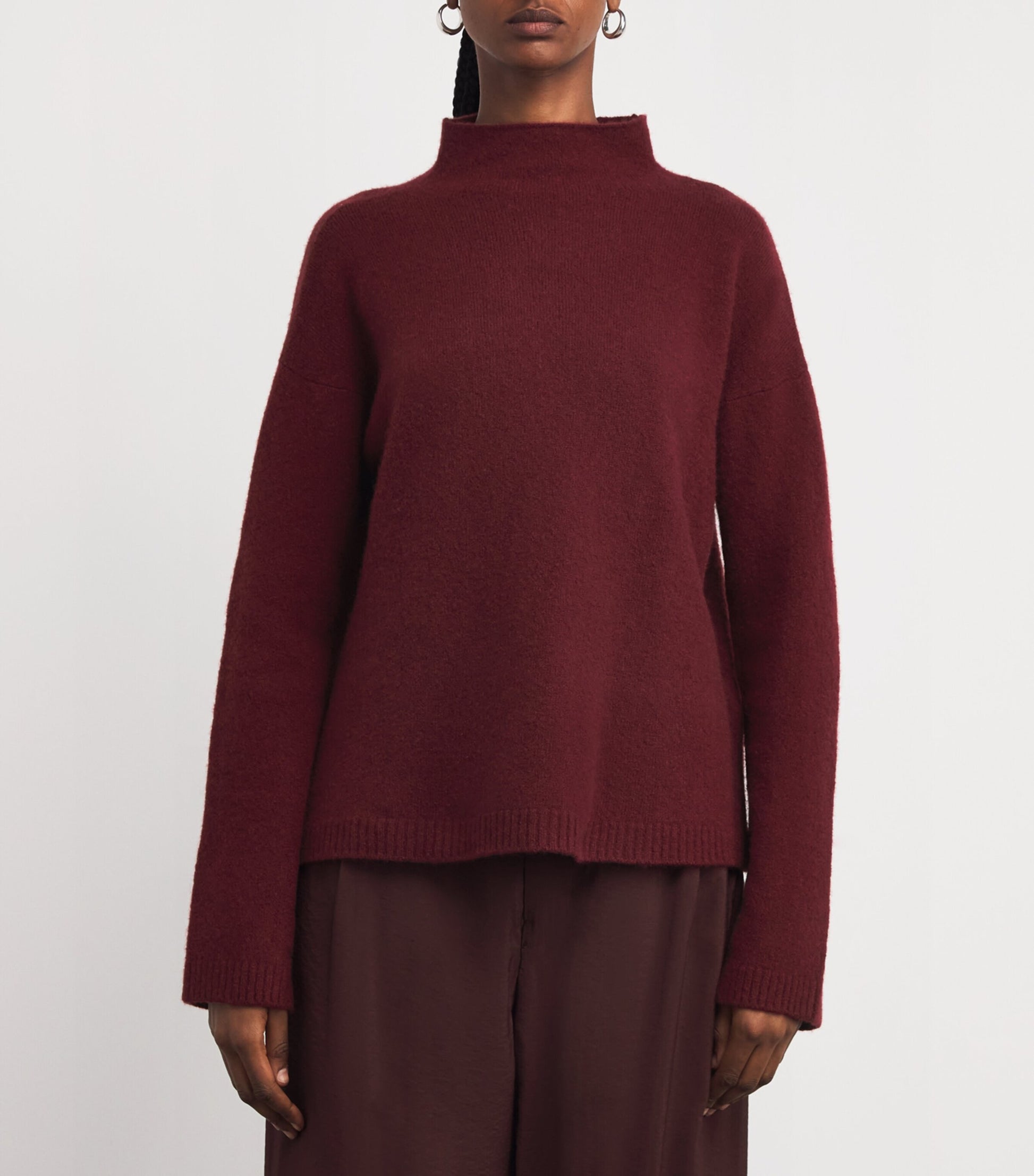 Max Mara Red Cashmere-Blend High-Neck Sweater