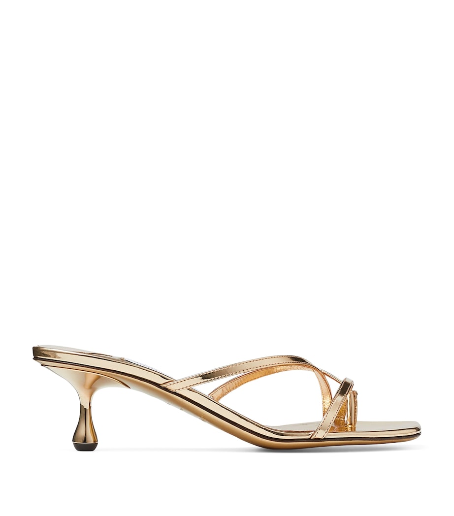 Gold Etana 50 Leather Heeled Mules