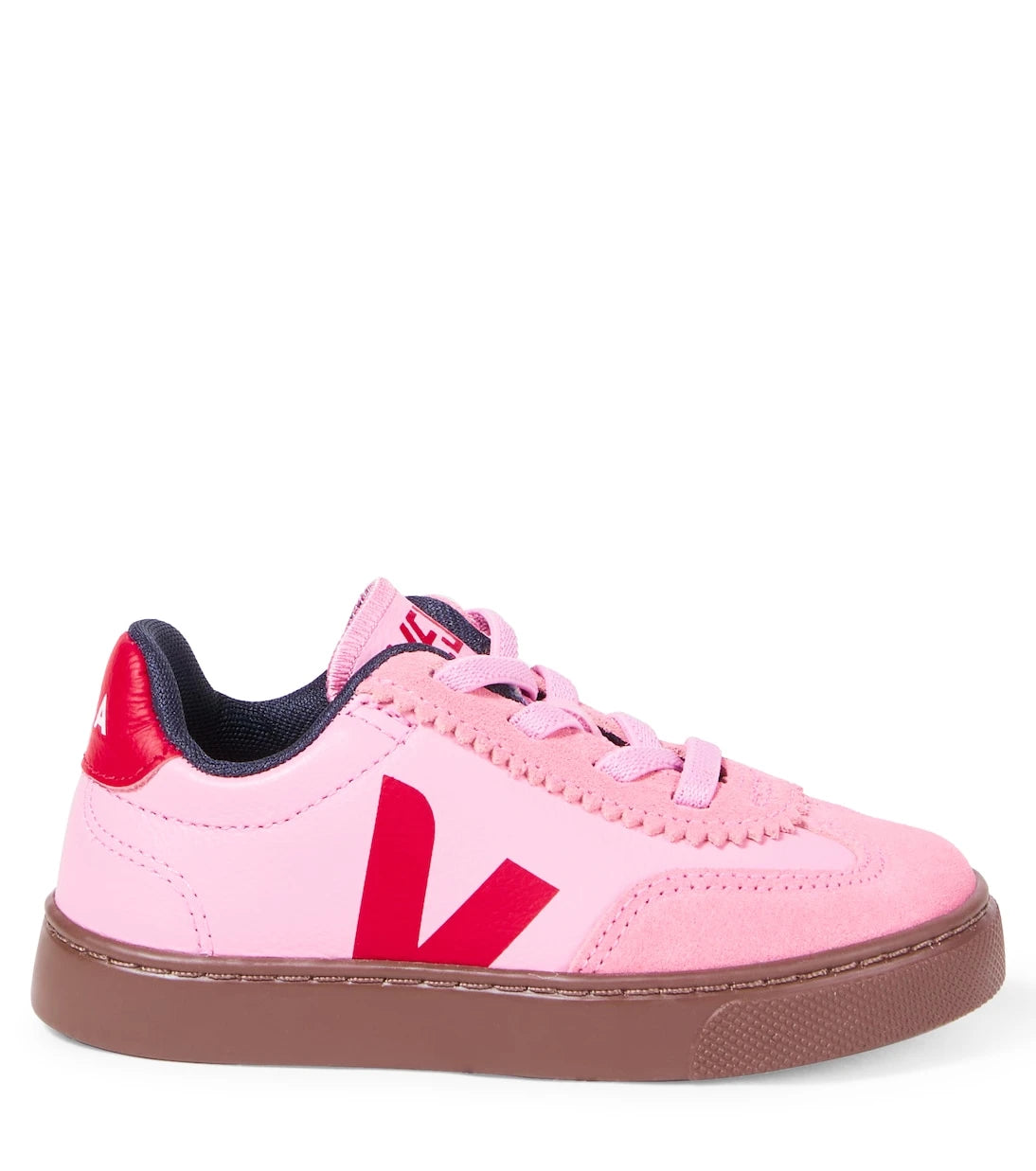 Veja Kids - Volley suede-trimmed leather sneakers