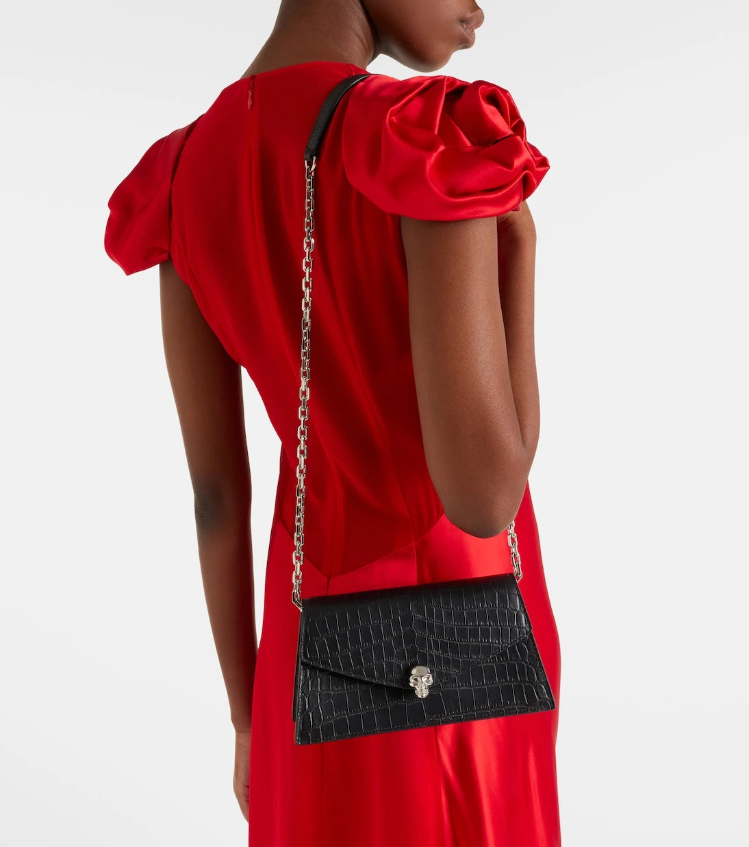 McQueen - Skull Mini croc-effect leather clutch