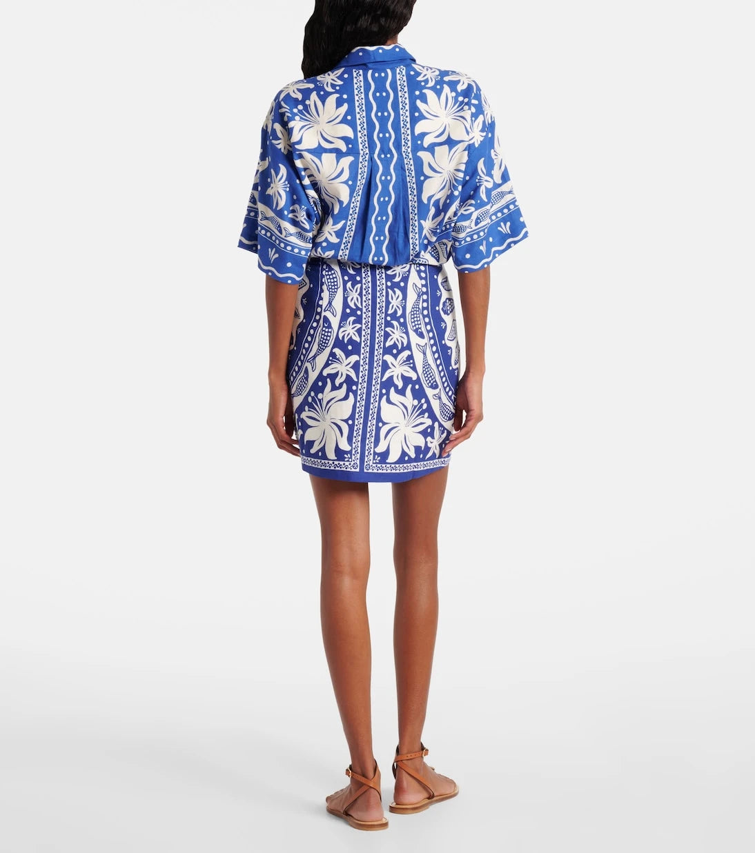 Farm Rio - Ocean Scarf linen-blend miniskirt