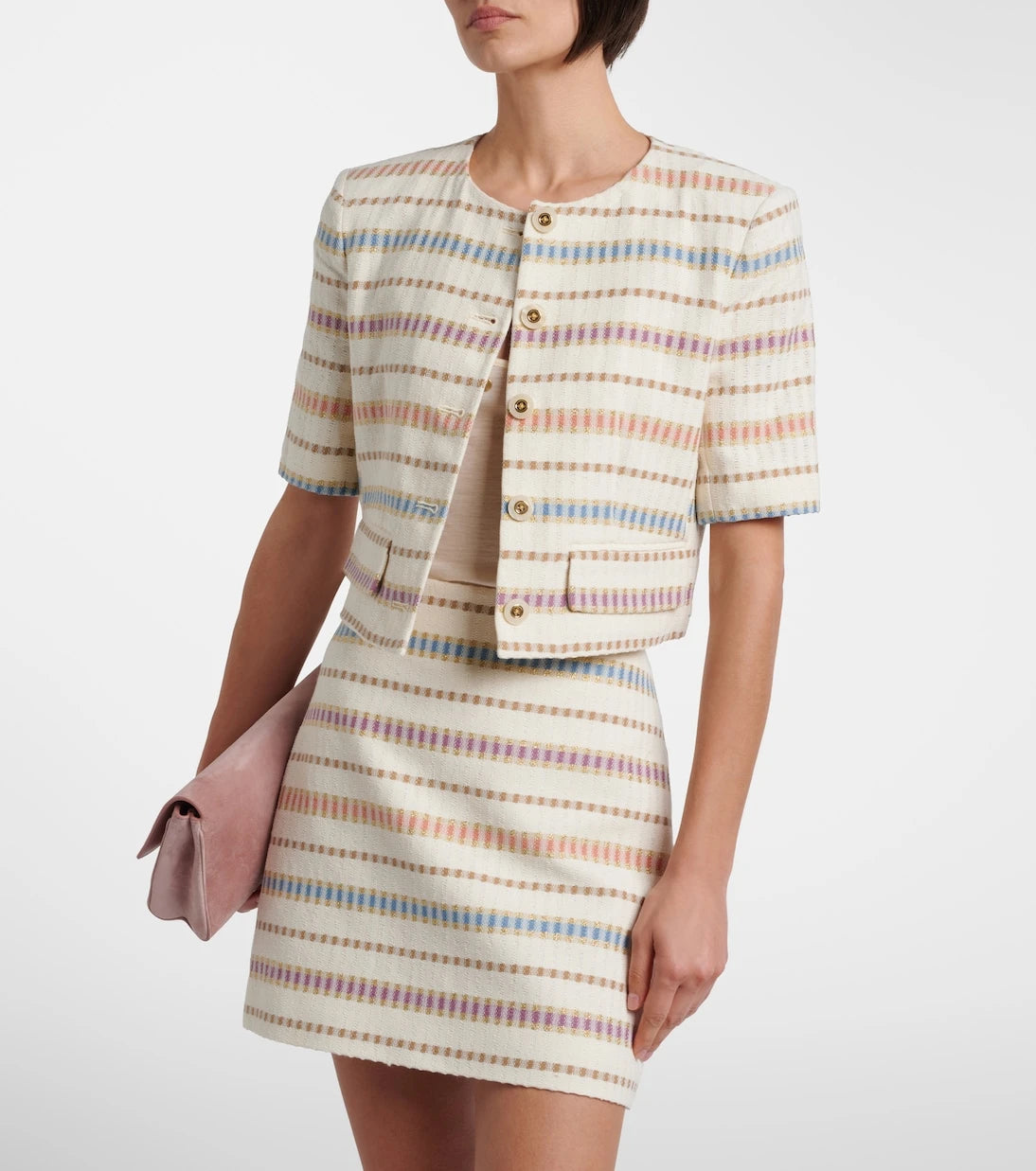 Veronica Beard - Orville striped cropped cotton-blend jacket