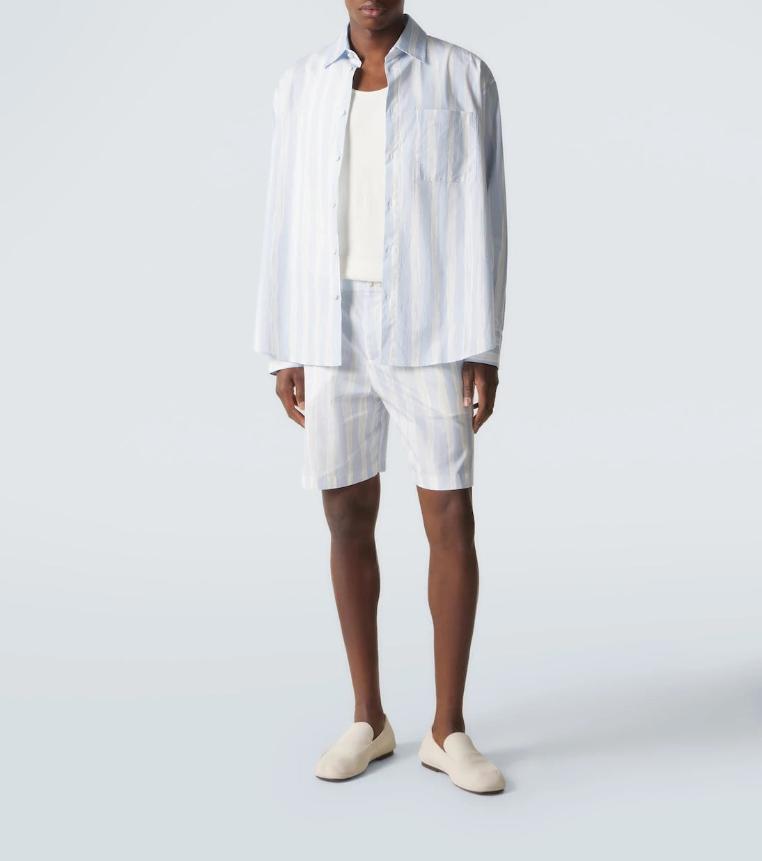 Jacquemus - Caleçon striped cotton poplin shorts