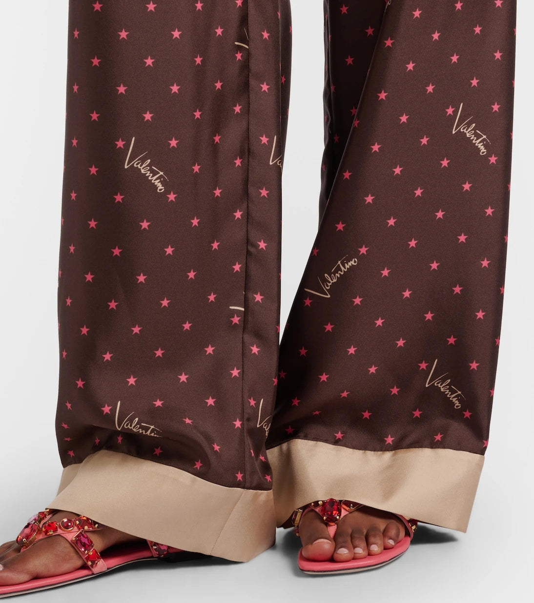 Valentino - Printed silk twill palazzo pants