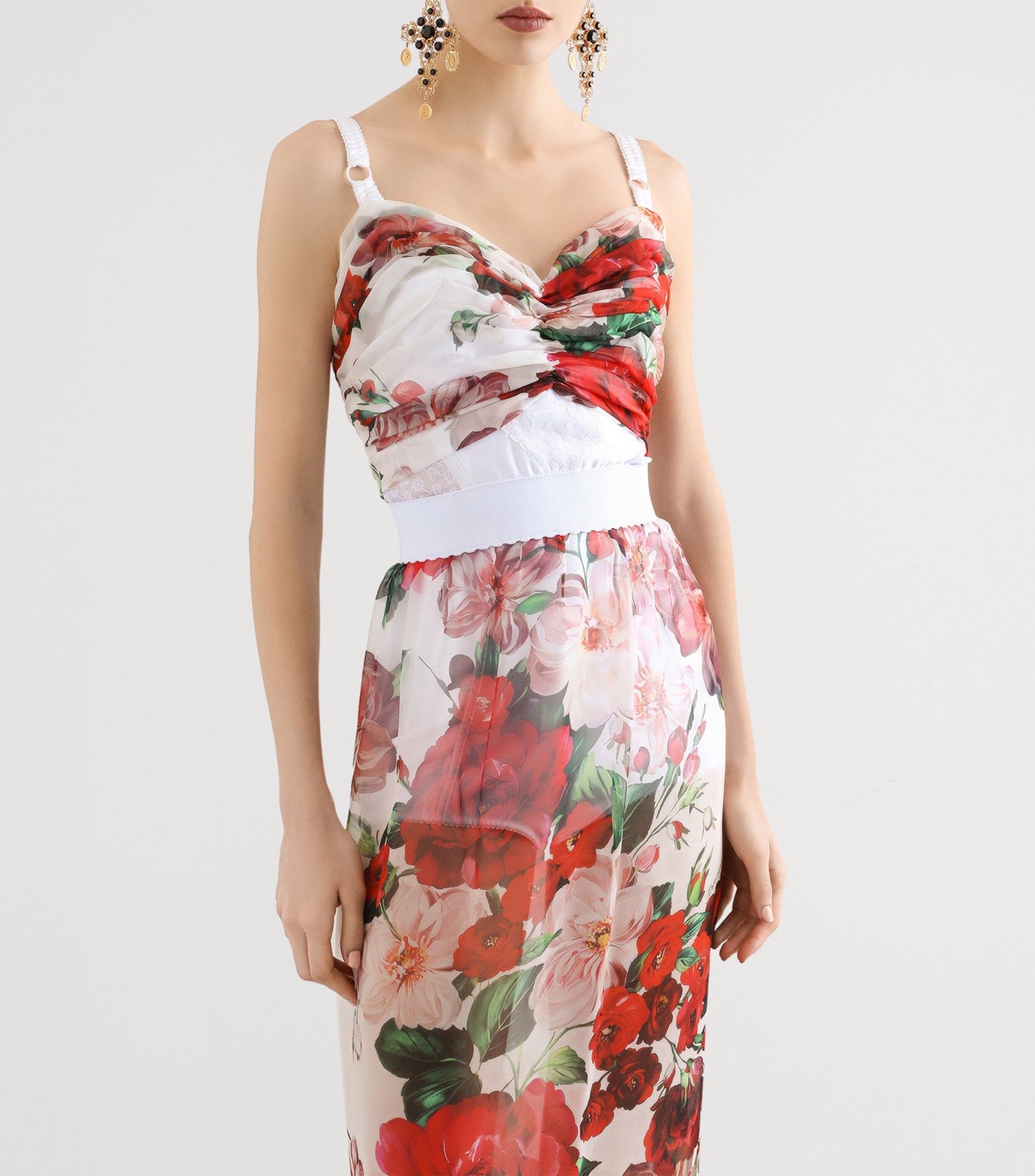 Dolce & Gabbana Multi Rose Print Corset Top