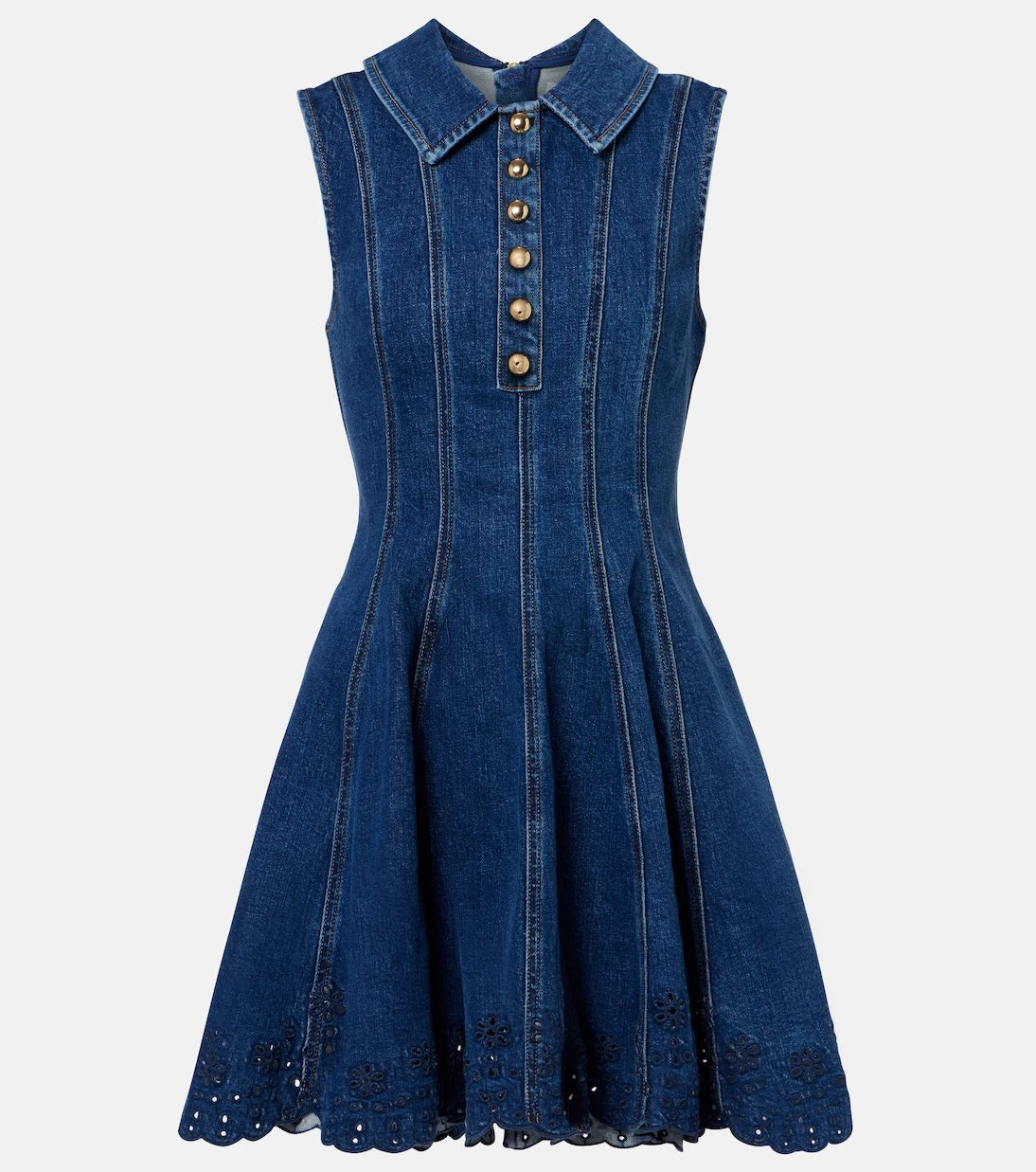 Self-Portrait - Broderie anglaise denim minidress