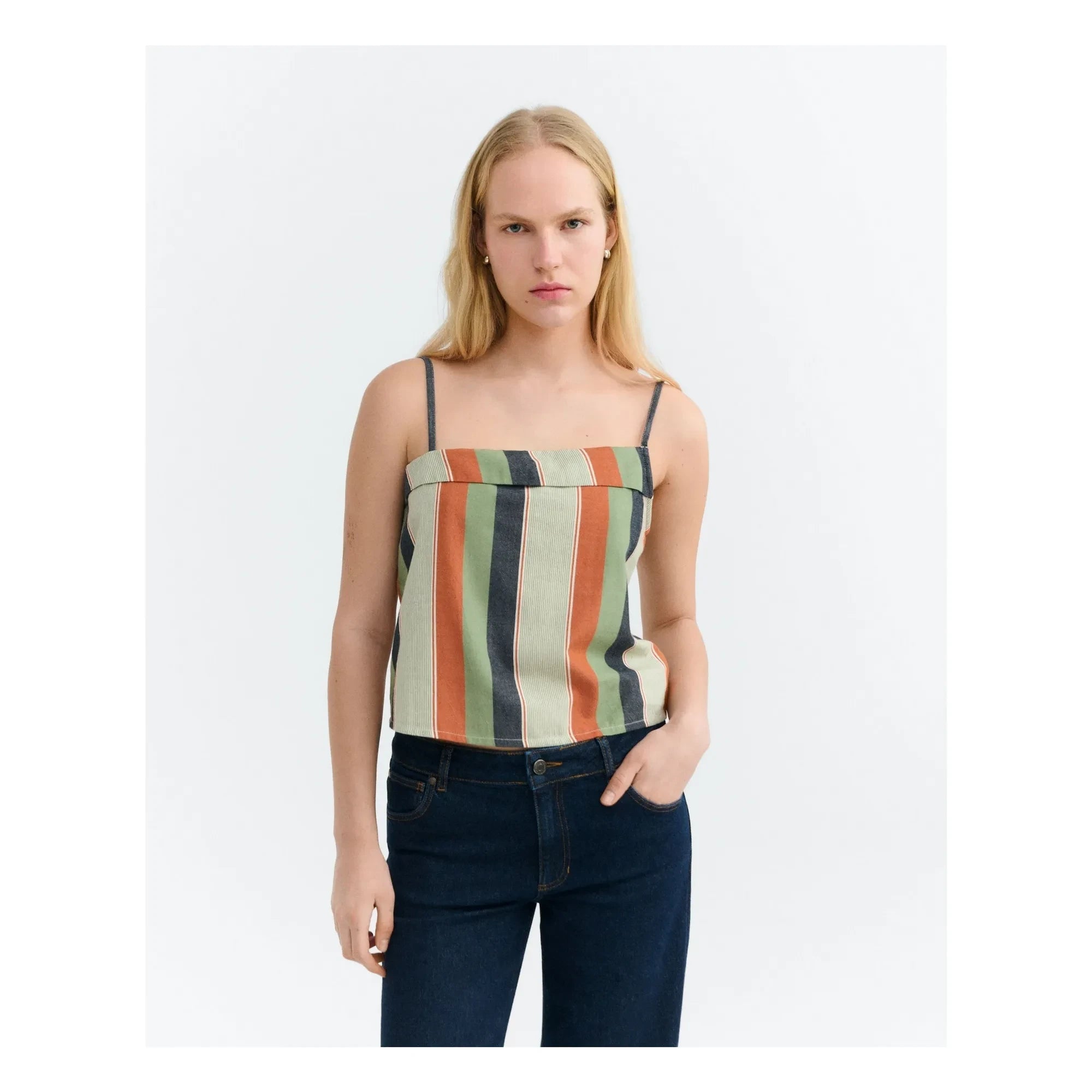 Thinking Mu - Raida Stripes Organic Cotton Top | Orange