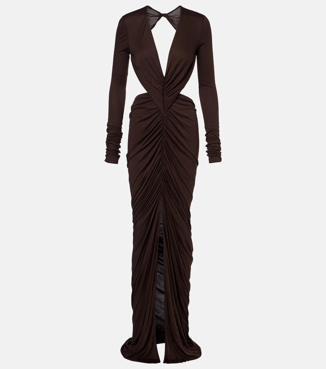 Rick Owens - Poppy LS ruched open-back jersey gown