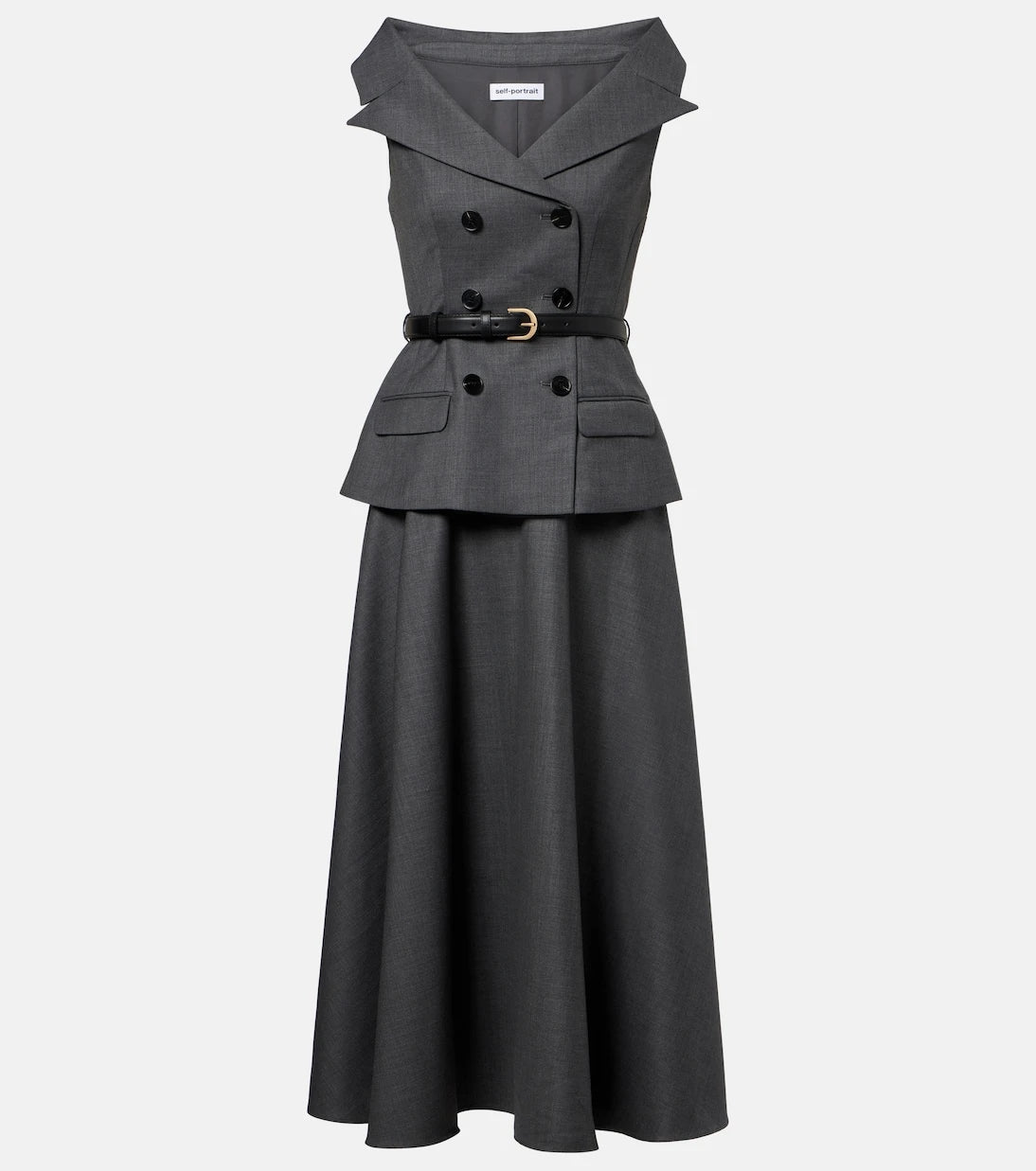 Self-Portrait - Wool-blend midi dress