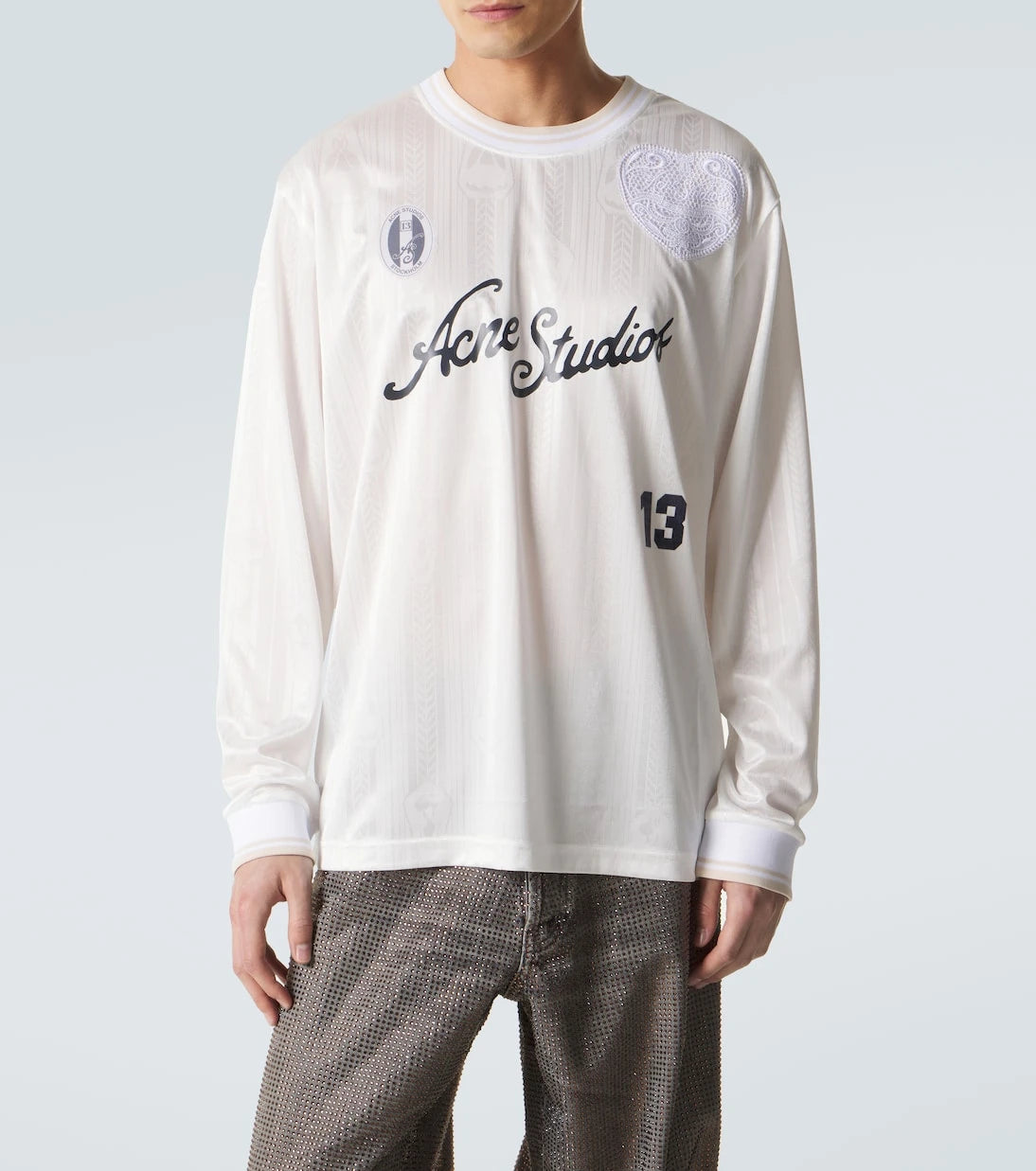 Acne Studios - تيشيرت مخطط بشعار العلامة