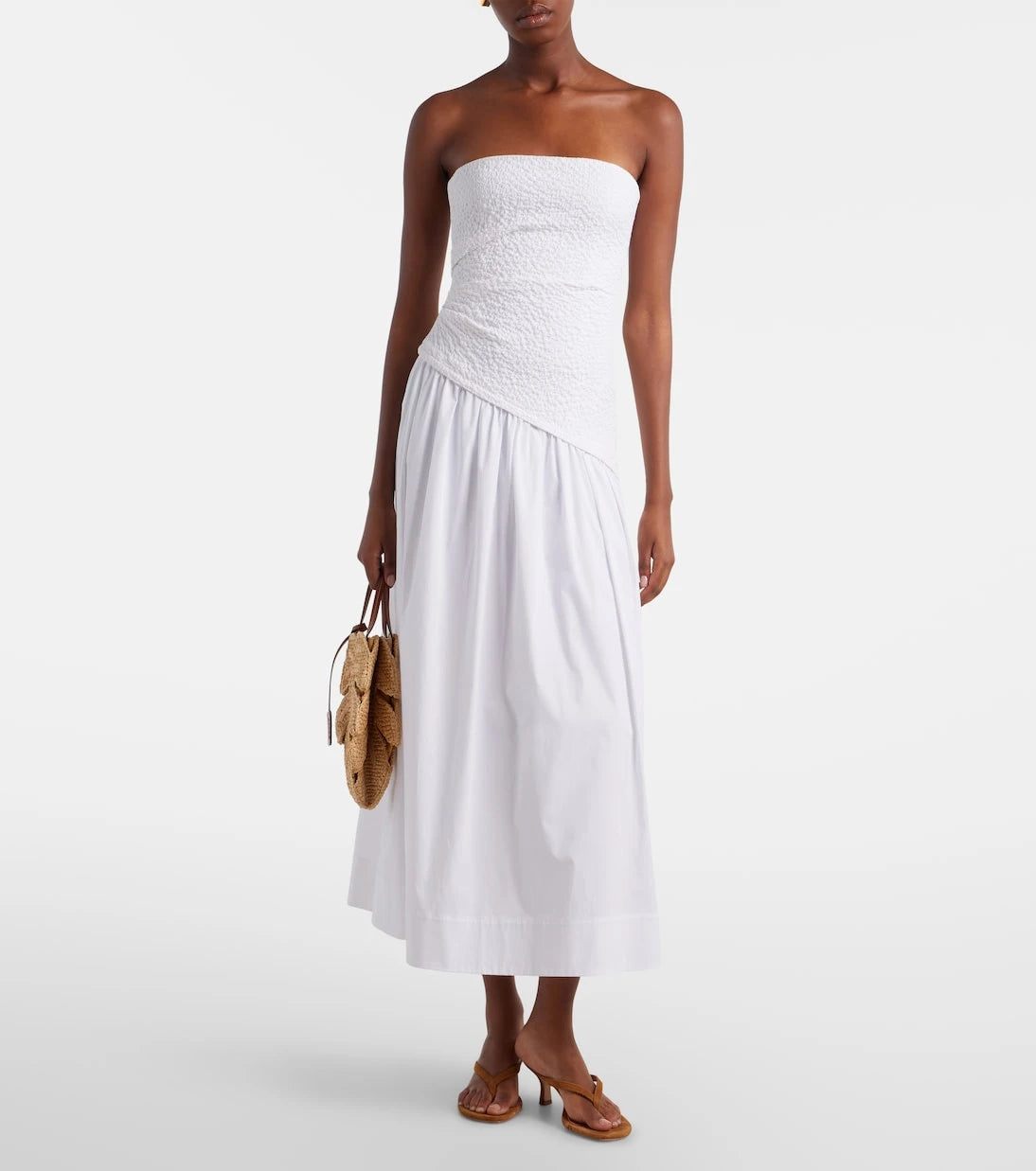 Staud - Palm leather-trimmed raffia top-handle bag