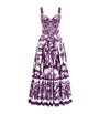 Dolce & Gabbana Multi Cotton Majolica Print Pleated Maxi Dress
