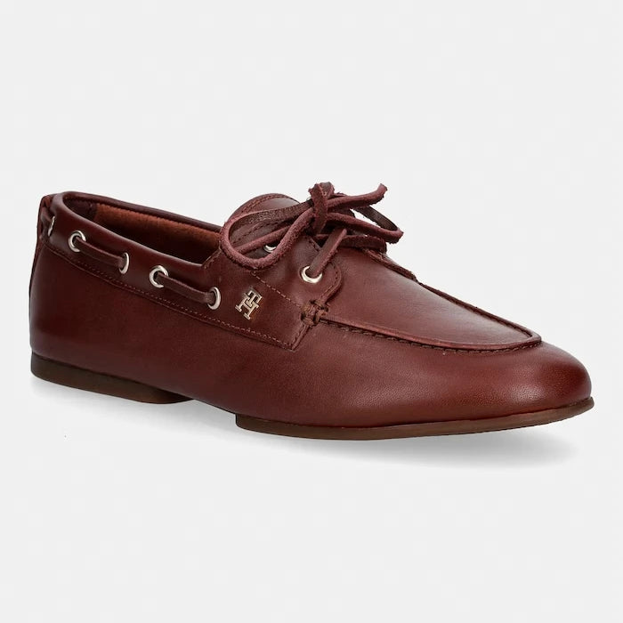 Tommy Hilfiger Kadın Deri Mokasen TH SLEEK LEATHER BOAT SHOE