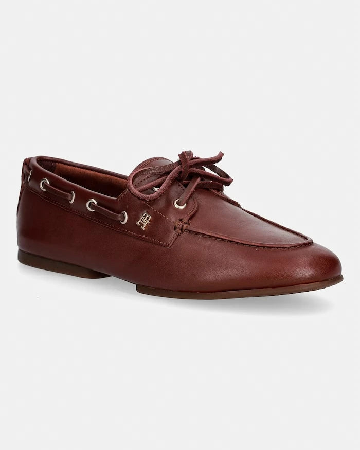Tommy Hilfiger Kadın Deri Mokasen TH SLEEK LEATHER BOAT SHOE