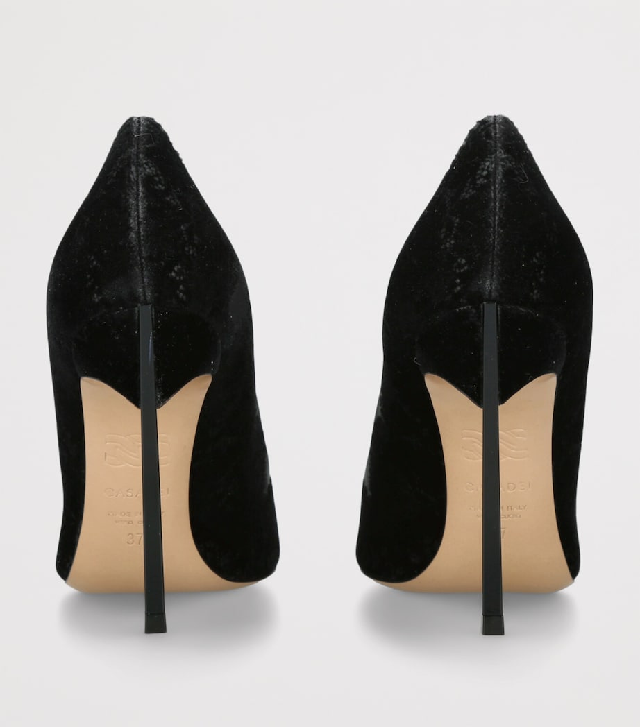 Casadei Black Lace-Leather Blade Pumps 100