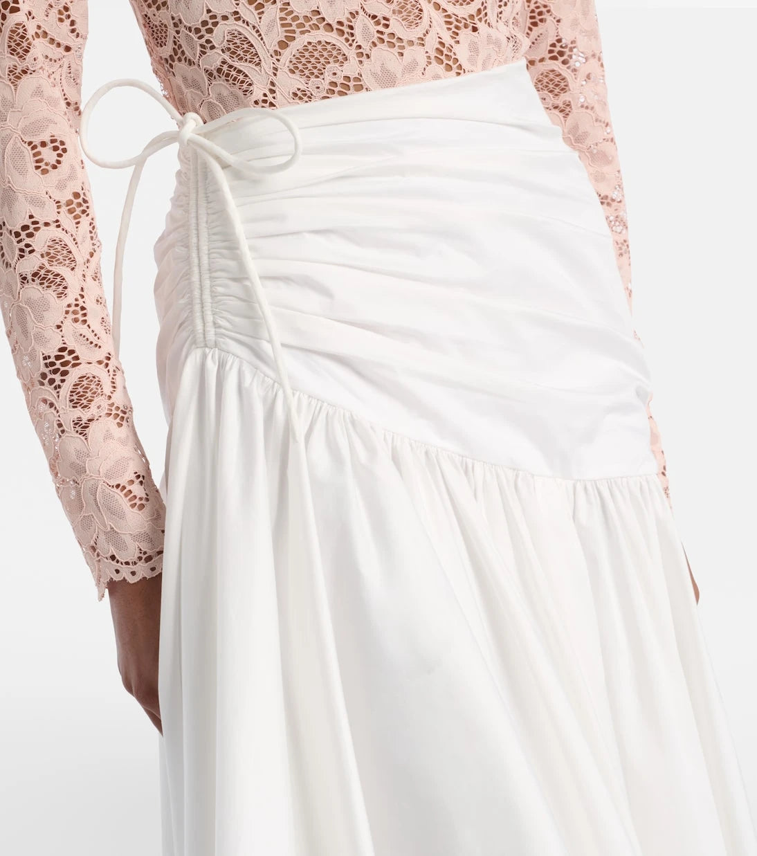 Self-Portrait - Asymmetric cotton poplin midi skirt