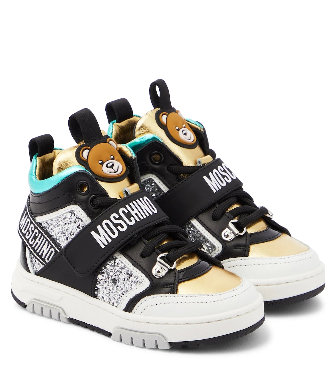 Moschino Kids - Logo leather high-top sneakers