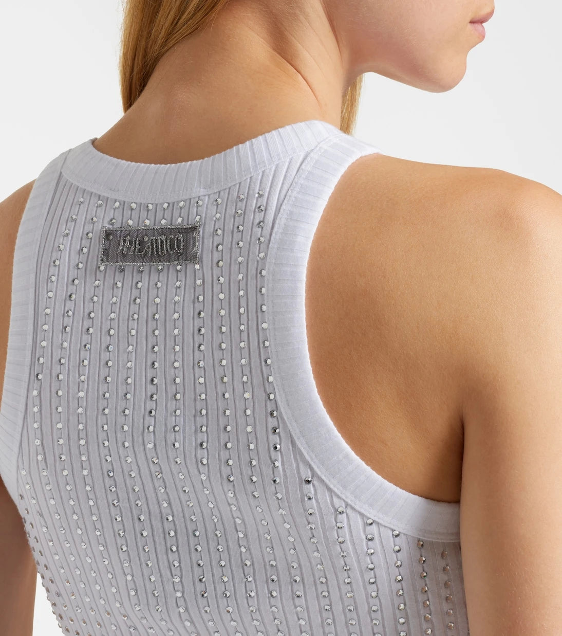 The Attico - Embellished cotton jersey tank top