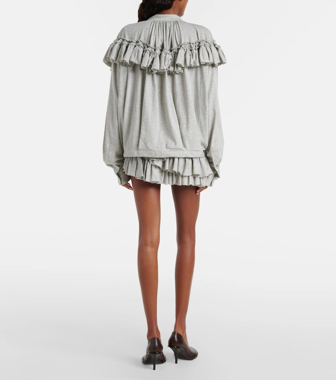 Dries Van Noten - تنورة قصيرة قطنية مكشكشة غير متماثلة