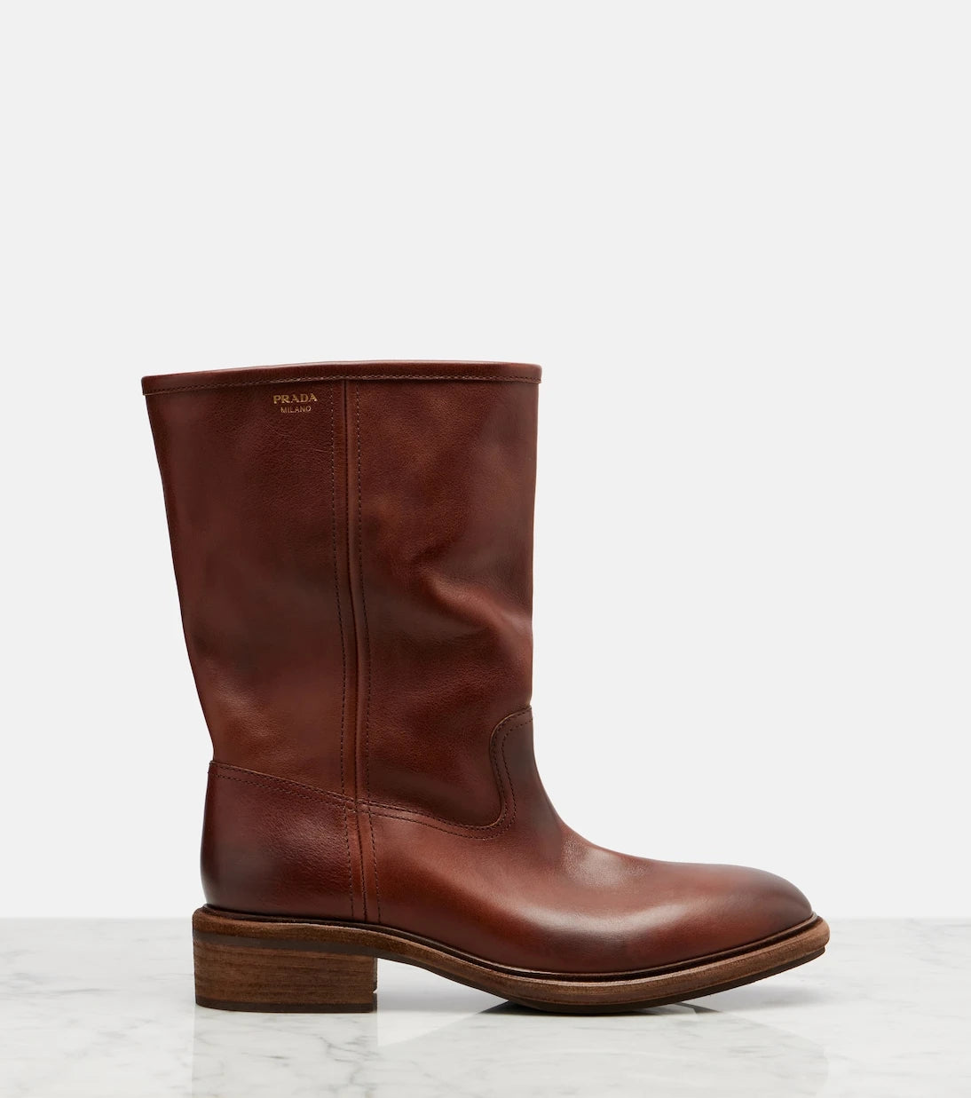 Prada - Leather mid-calf boots