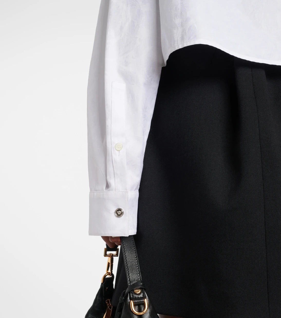 Versace - Barocco jacquard cropped cotton shirt