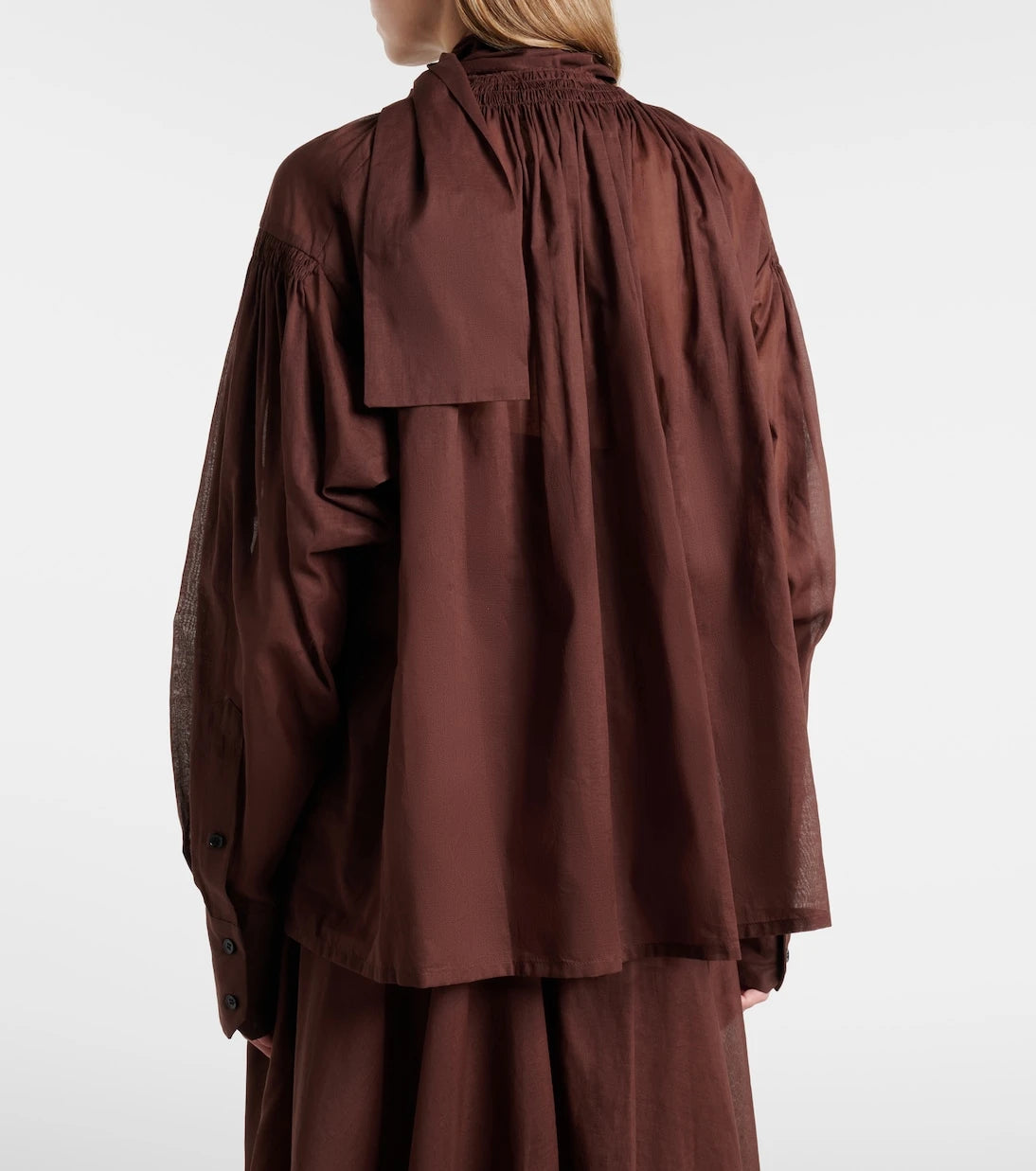 Plan C - Tie-neck cotton blouse
