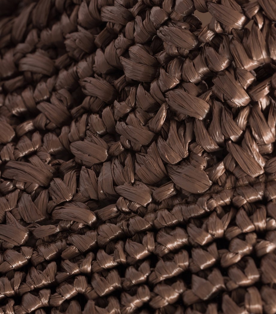 Brown Raffia Logo Bucket Hat