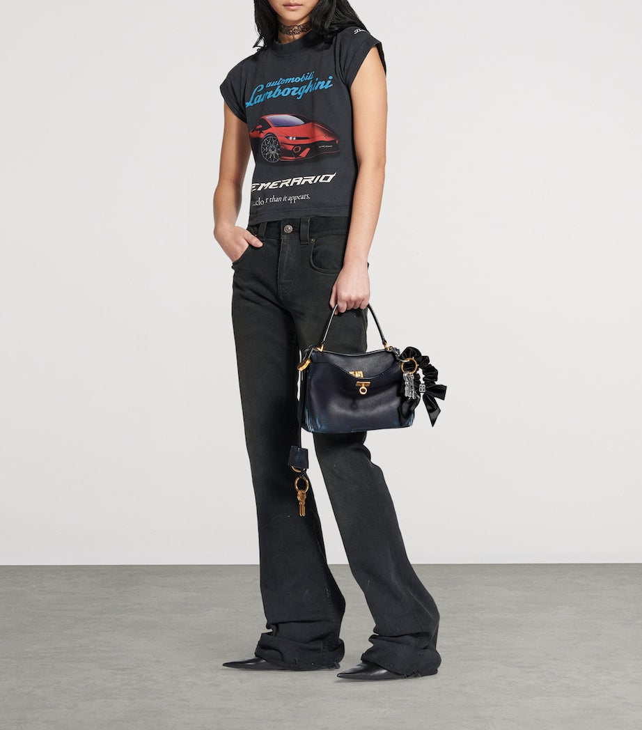 Balenciaga Blue Mini Leather Rodeo Top-Handle Bag