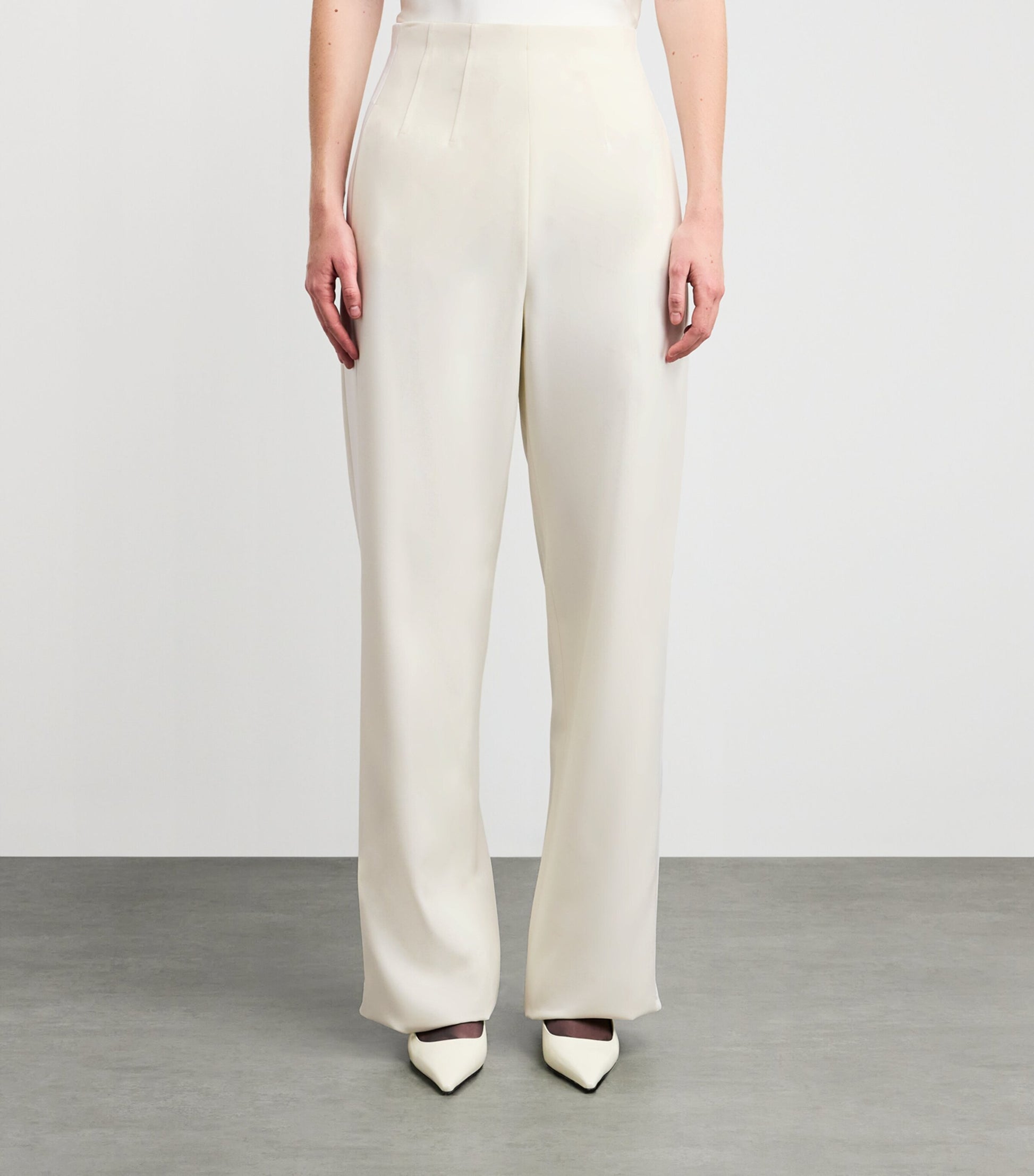 White Virgin Wool Wide-Leg Trousers
