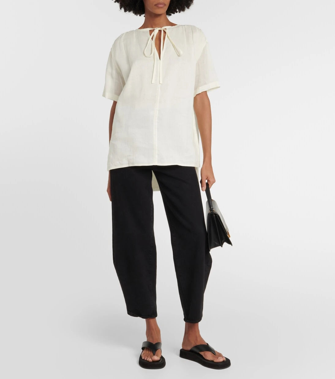 Joseph - Tie-neck ramie blouse