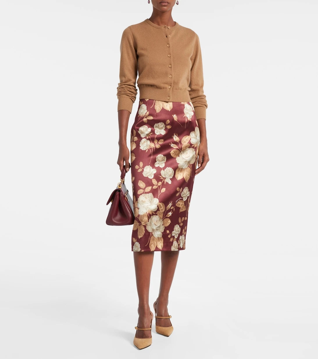 Dolce&Gabbana - Floral high-rise satin midi skirt