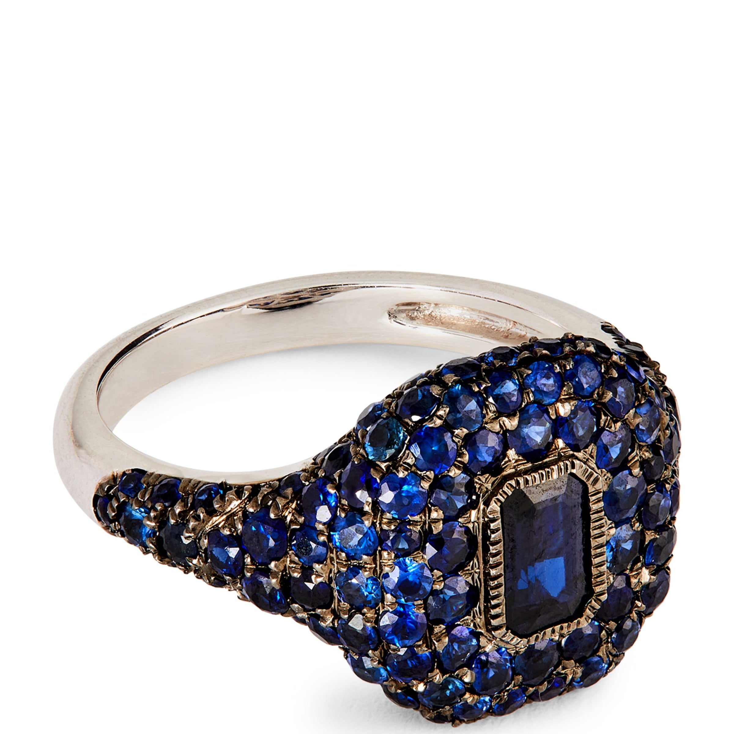 White Gold and Sapphire New Modern Pinky Ring