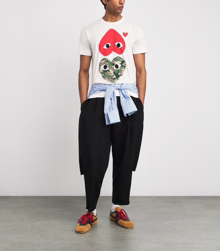 Comme Des Garçons Play Camouflage Mirrored Hearts T-Shirt