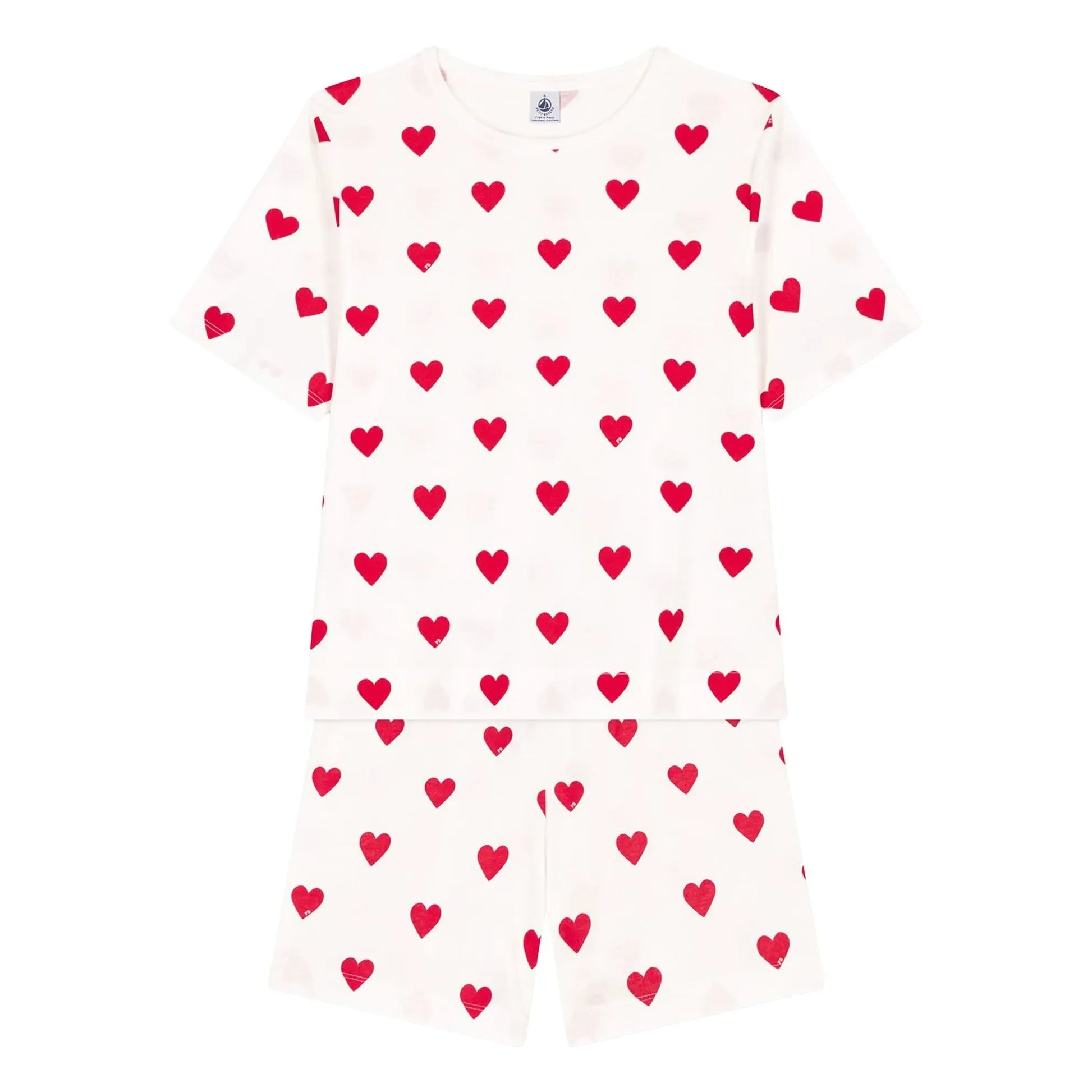 Petit Bateau - Pyjama Short Cœurs - Women's collection  | White