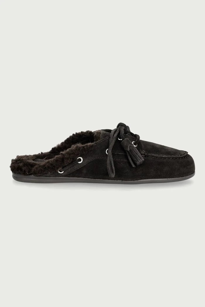 Kadın süet Boat Loafer Mule terlik