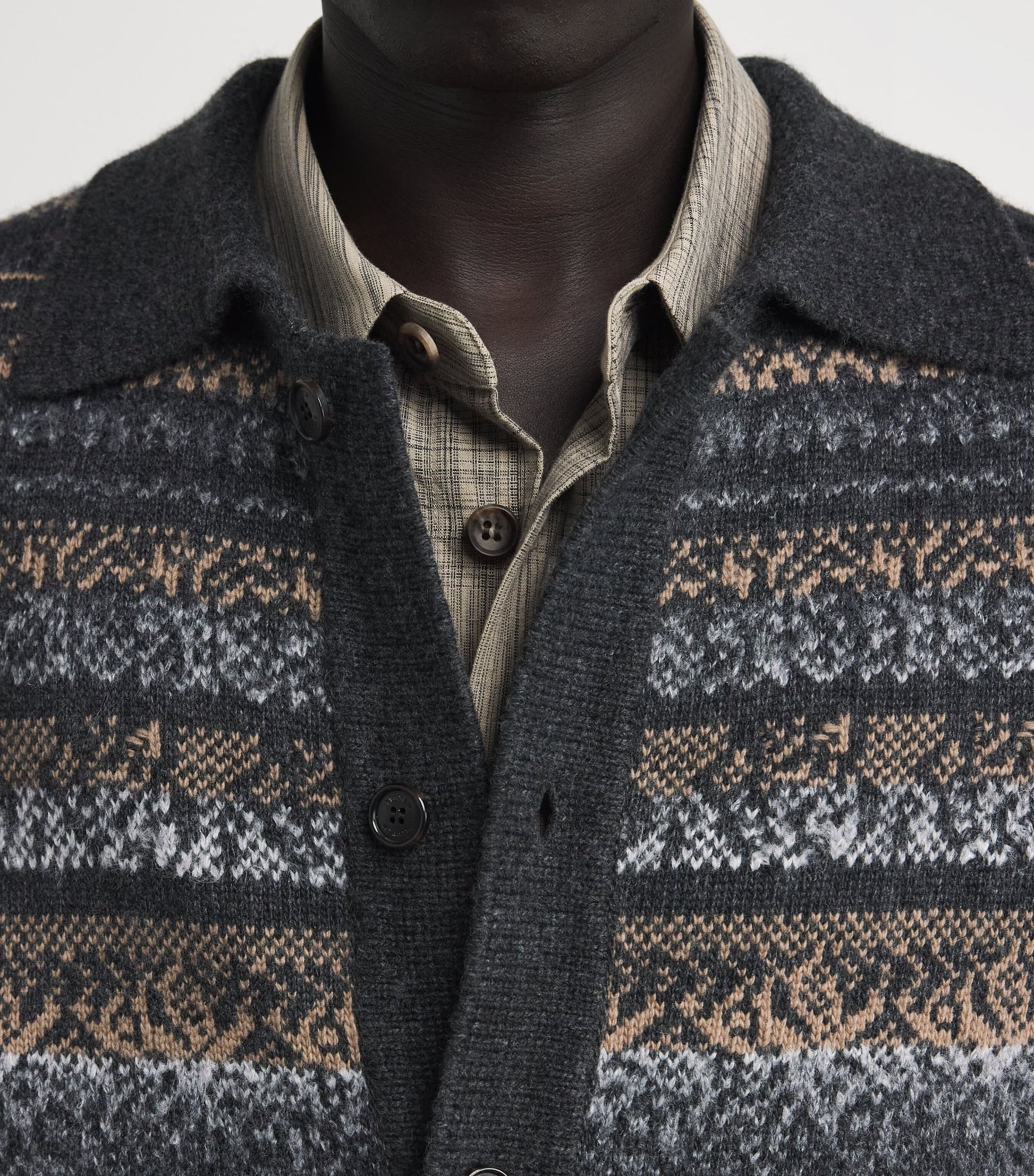 System Grey Fair Isle Cardigan