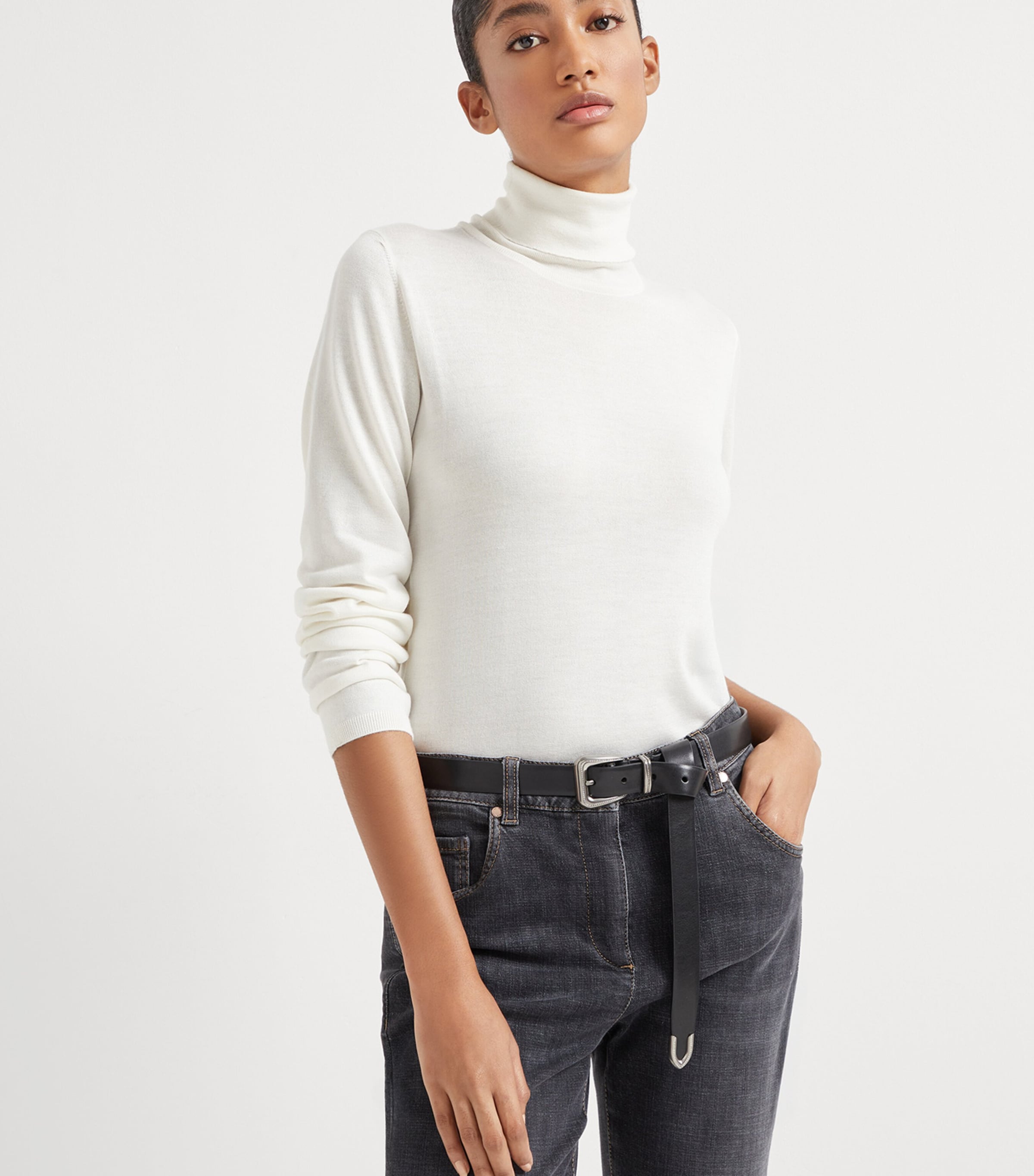 Brunello Cucinelli Black Vachetta Leather Belt