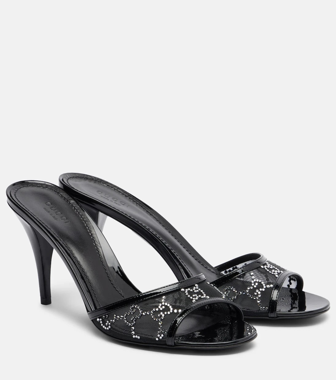 Gucci - Erin GG embellished leather-trimmed mules