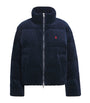 Navy Stretch-Cotton Corduroy Puffer Jacket