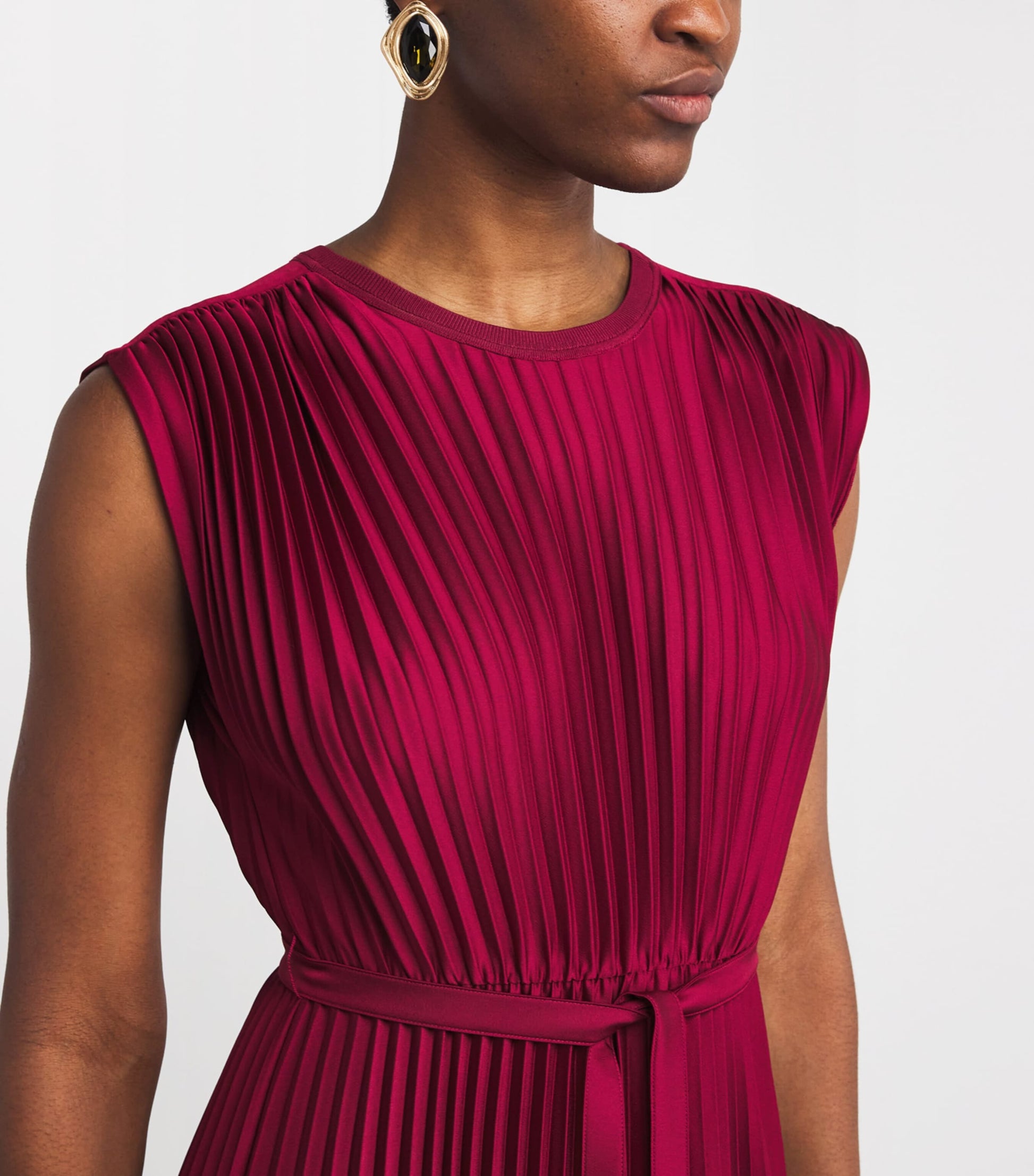 Joseph Volta Knit Weave Plissé Midi Dress