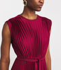 Joseph Red Volta Knit Weave Plissé Midi Dress