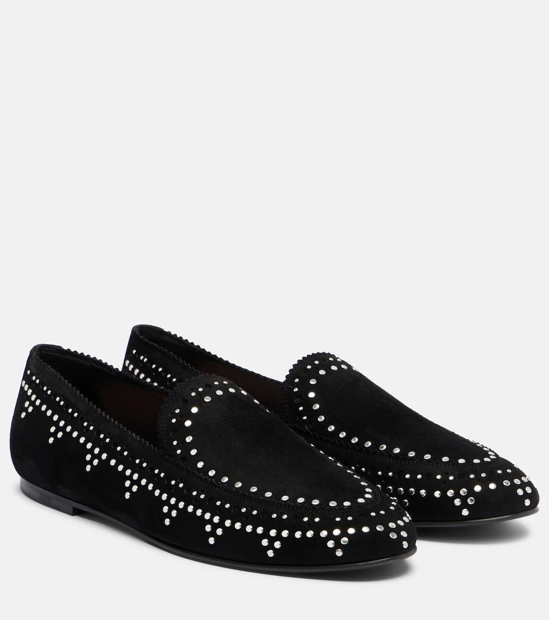 Aquazzura - Skye studded suede loafers