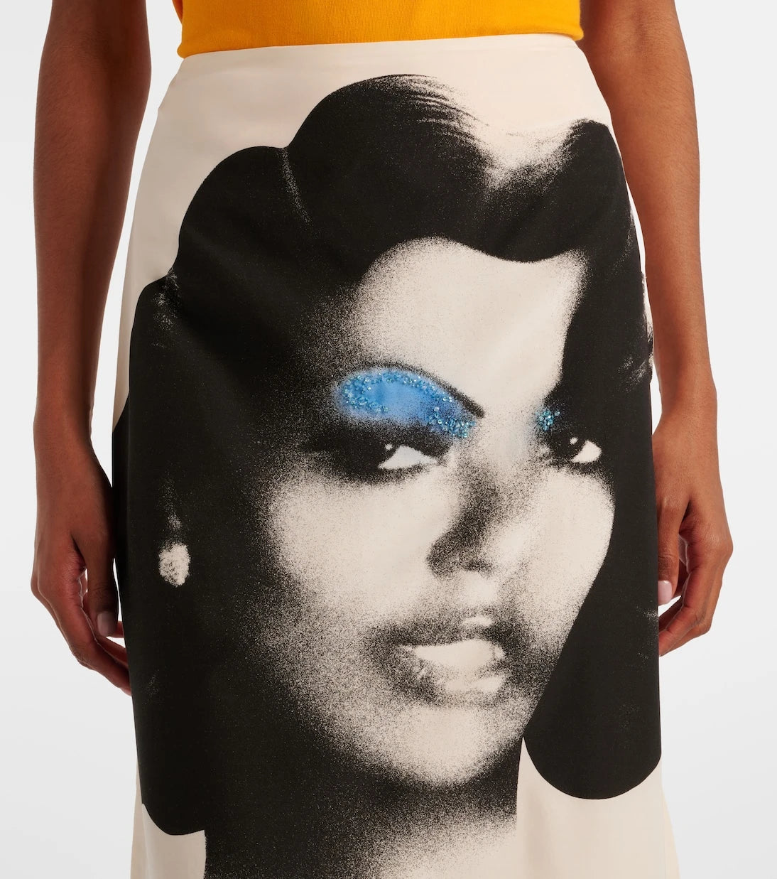 Versace - Desenli ipek poplin midi etek