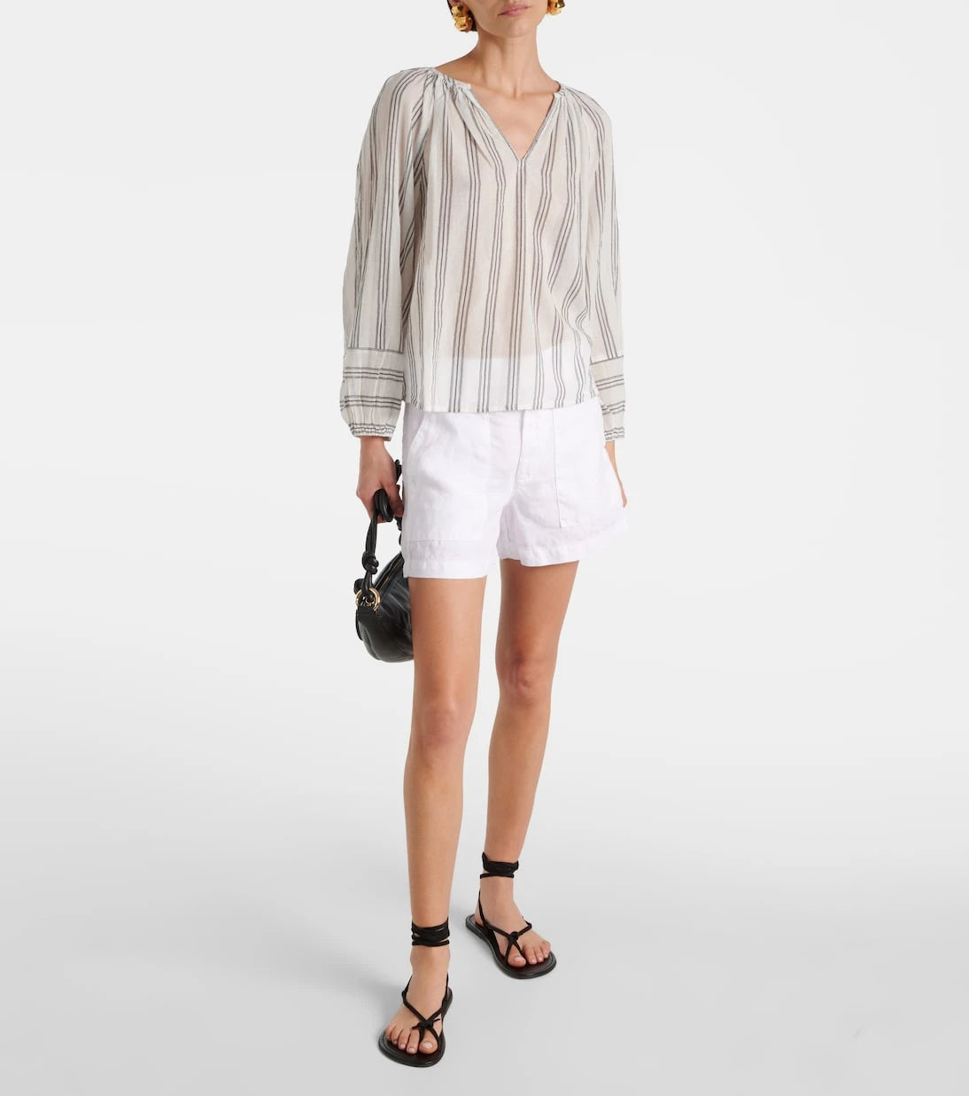 Velvet - Gianna embroidered striped cotton top