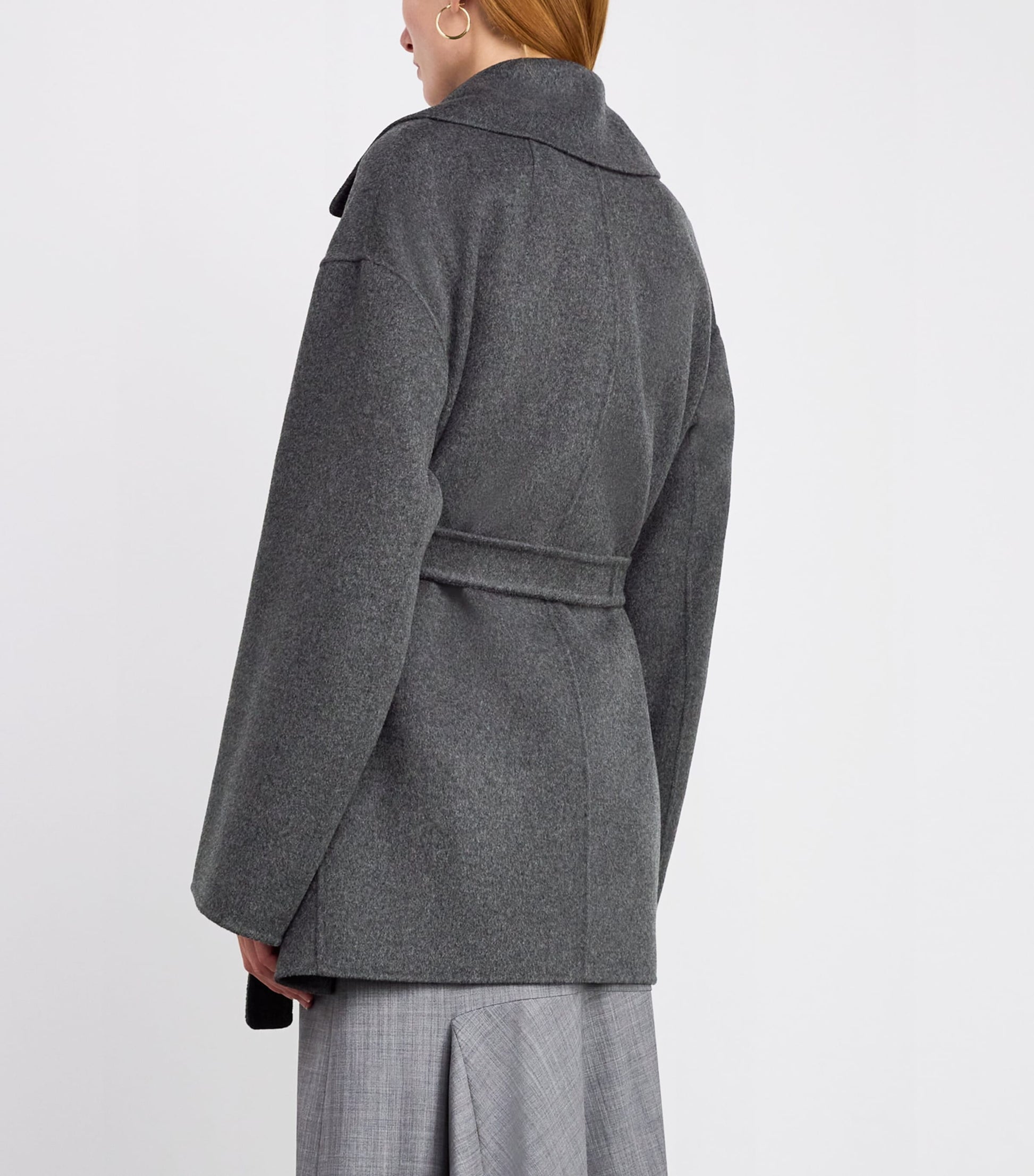 Max Mara Grey Camel Hair Belted Coat