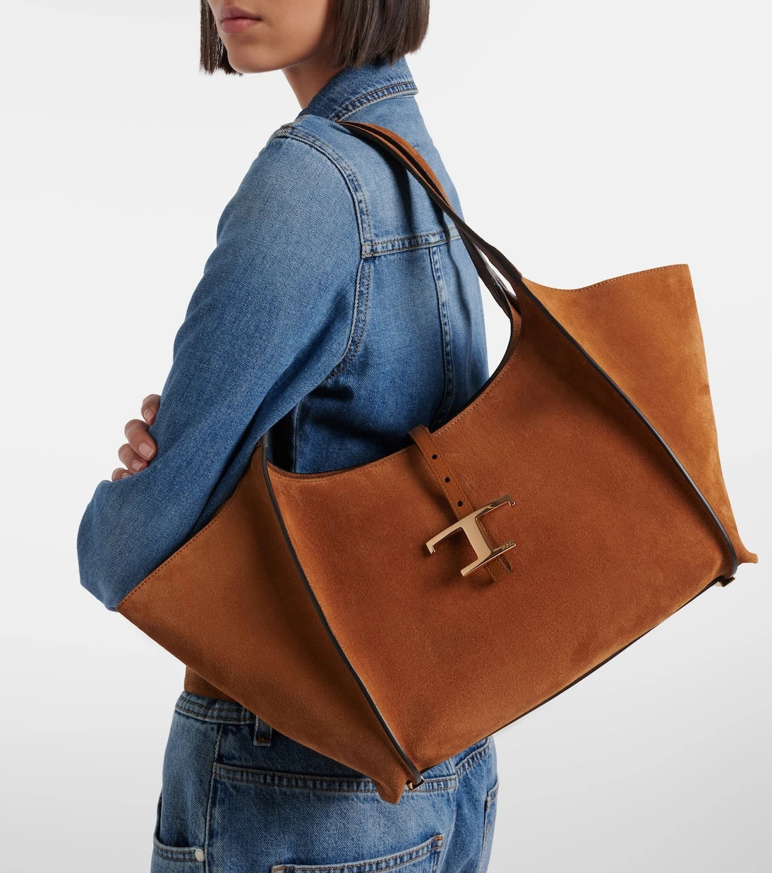 Tod's - T Timeless Small suede tote bag