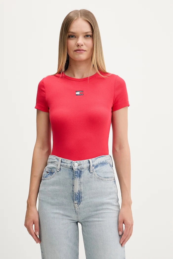 Tommy Jeans kadın pamuklu elastan tişört