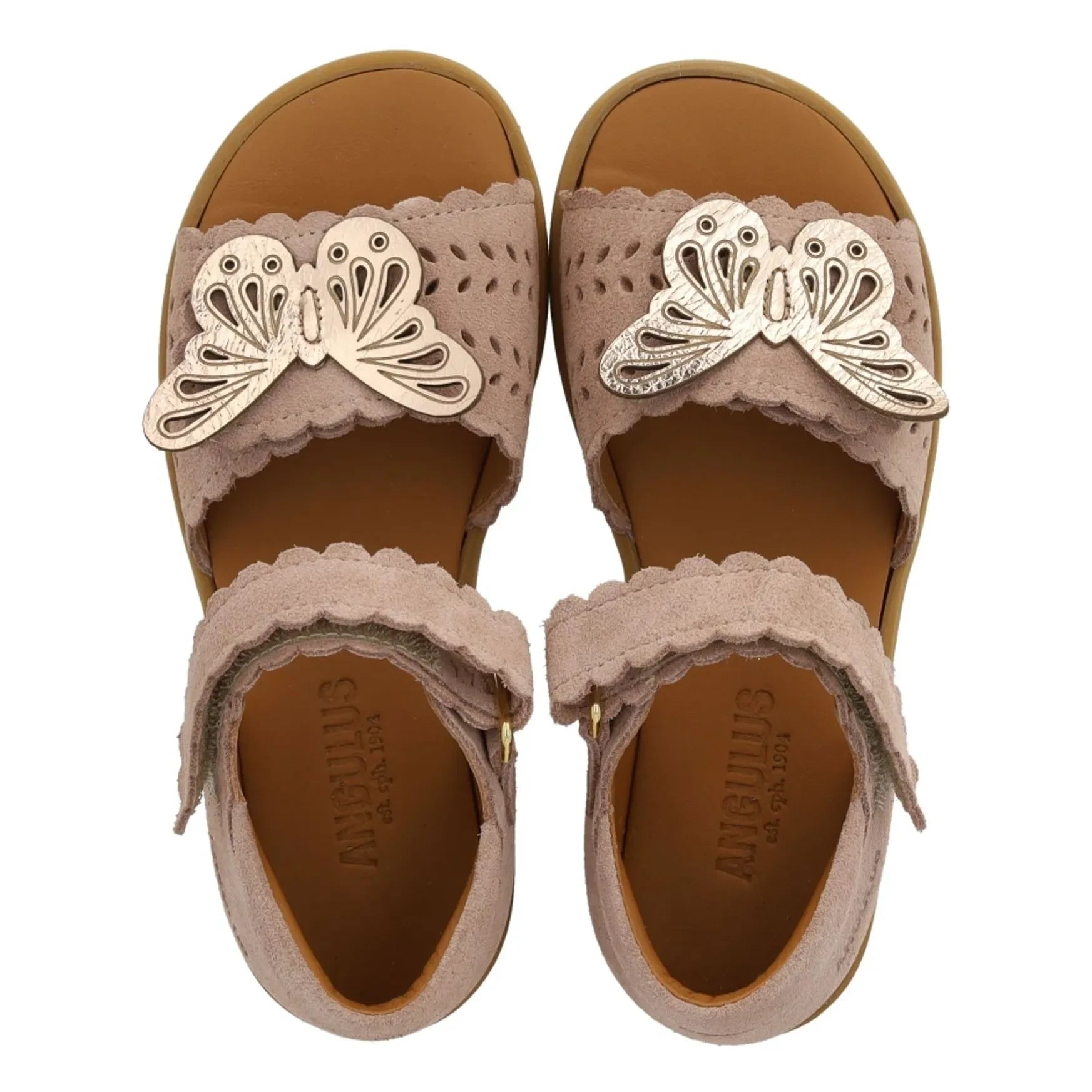Angulus - Butterfly Suede Sandals | Pale Pink