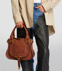 Brown Small Leather Marcie Top-Handle Bag