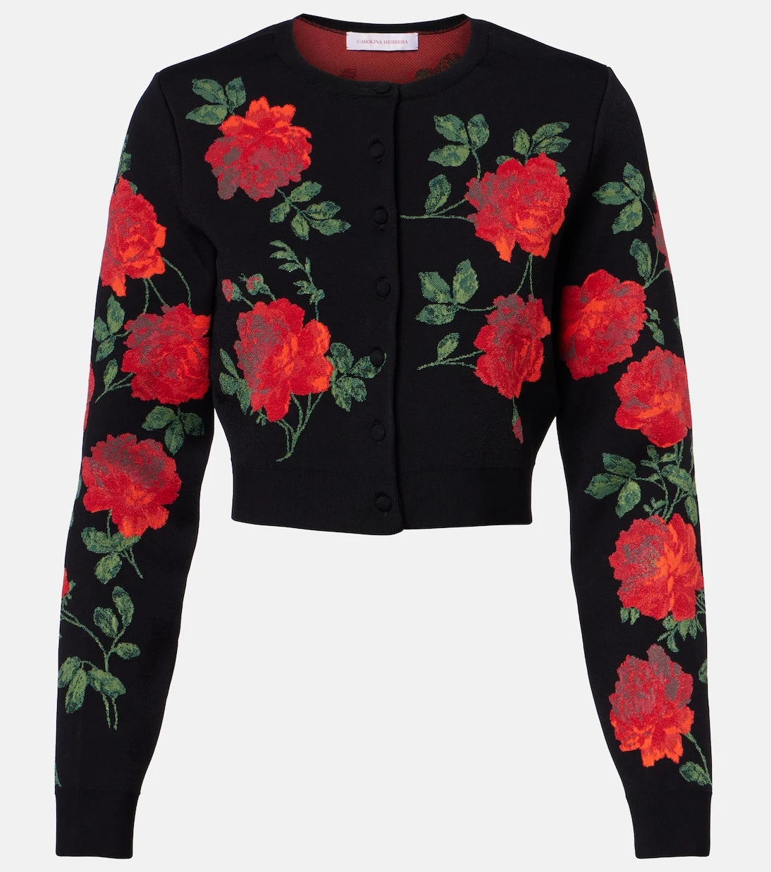 Carolina Herrera - Floral cropped jacquard cardigan